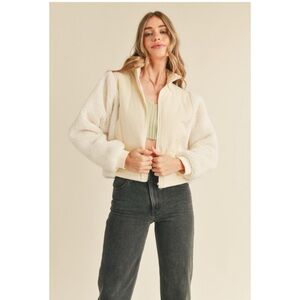 Sher-Puff Ecru Zip Up Jacket. NWT